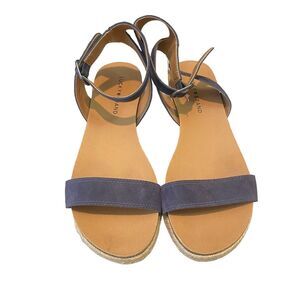 Lucky‎ Brand Garston Flat Moroccan Blue Suede Low Wedge Sandals Size 9M